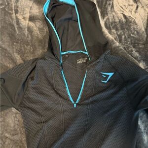 GYMSHARK V1 ONYX BLACK/BLUE HOODIE. LIKE NEW **EXTREMELY RARE**